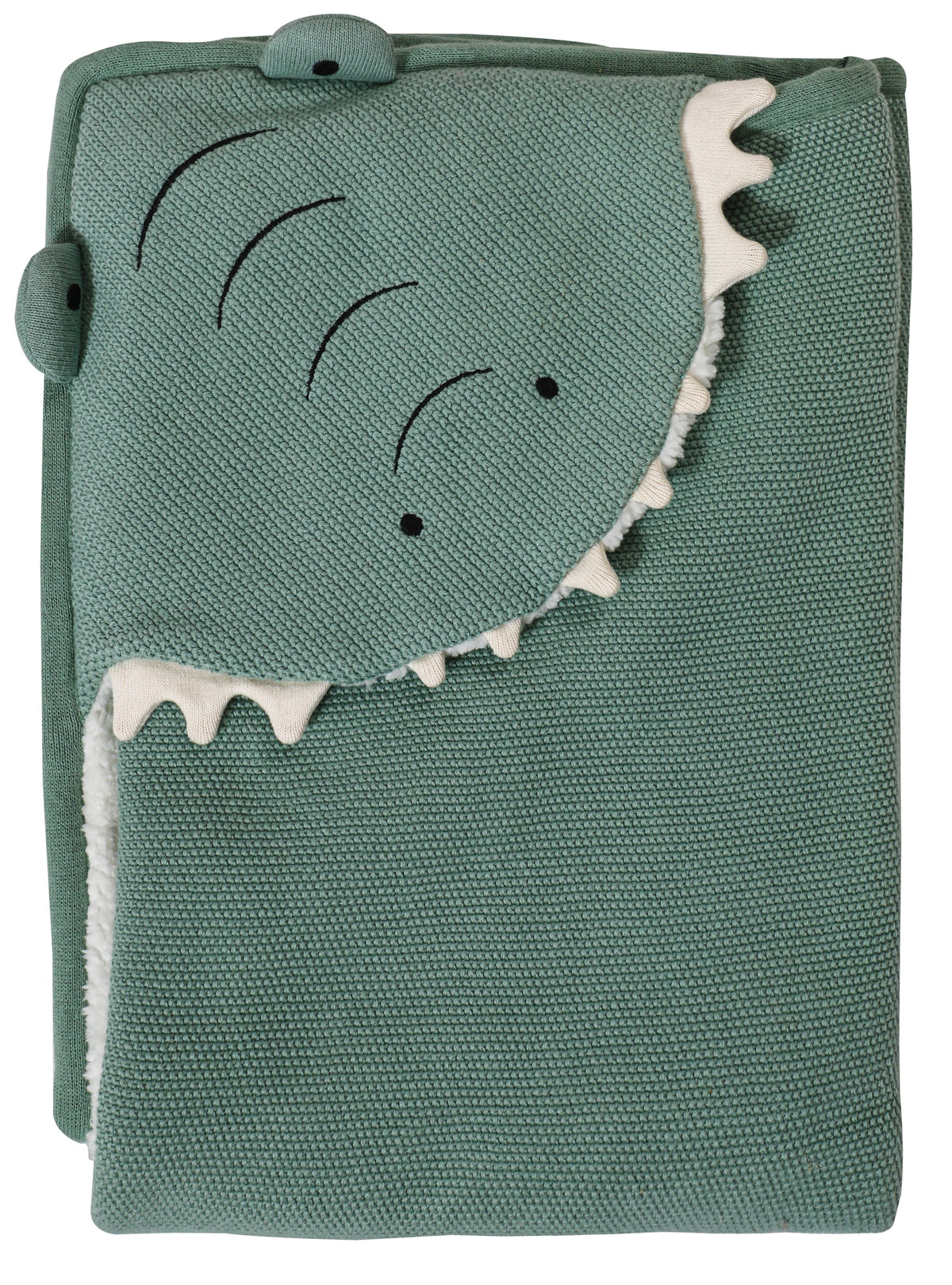 Pomme Cotton Knitted Kids Hooded Blanket With Dino Pattern