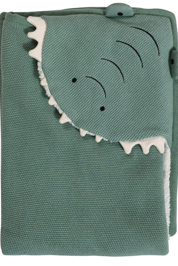 Kids Hooded Blanket With Crocodile Pattern