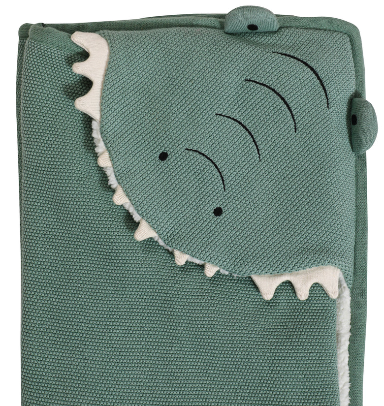 Kids Hooded Blanket With Crocodile Pattern