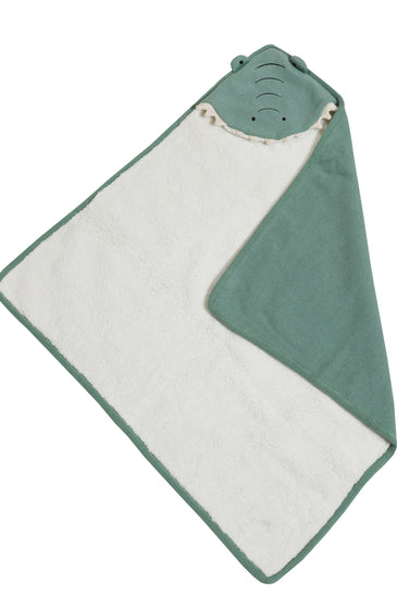 Kids Hooded Blanket With Crocodile Pattern