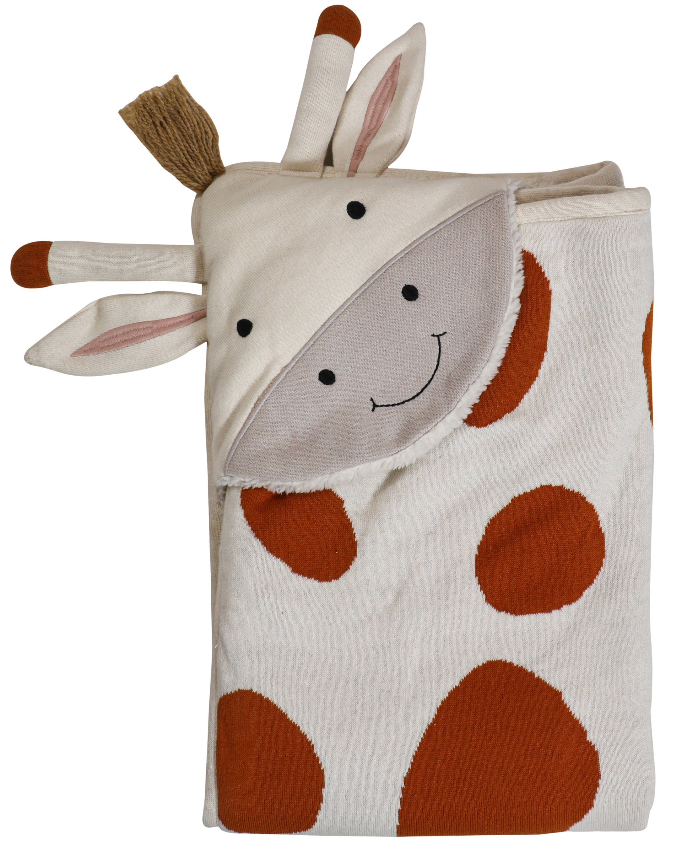 Kids Hooded Blanket With Giraffe Pattern