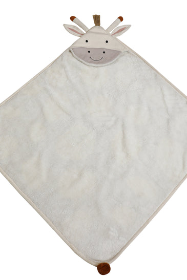 Kids Hooded Blanket With Giraffe Pattern