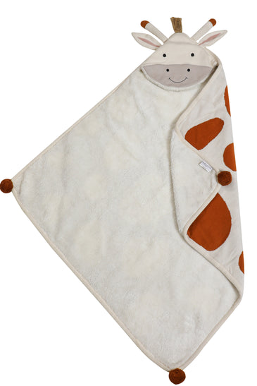 Kids Hooded Blanket With Giraffe Pattern