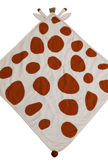 Kids Hooded Blanket With Giraffe Pattern