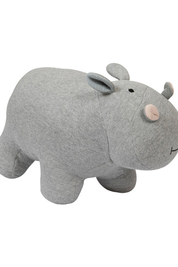 Knitted Soft Grey Melange Hippo Toy