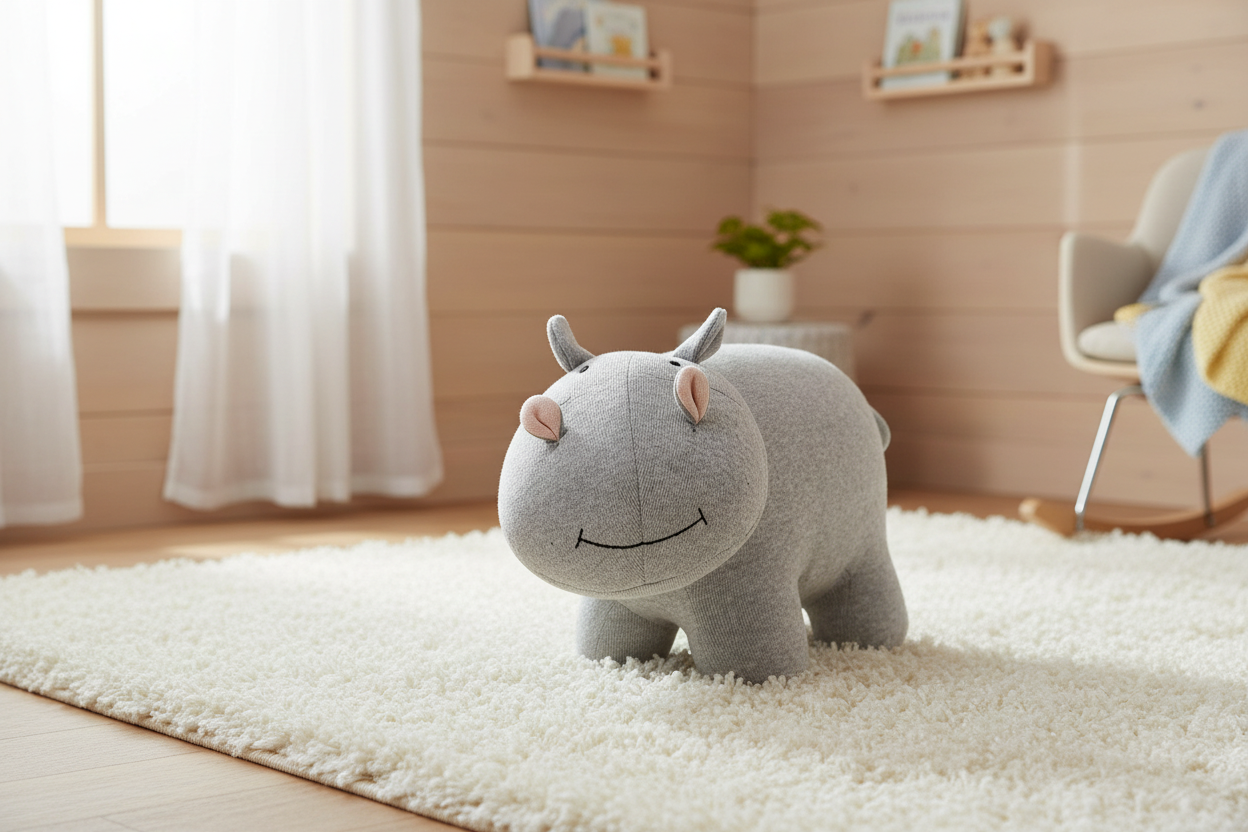 Pomme Soft Knitted Classic Hippo (Grey Melange)