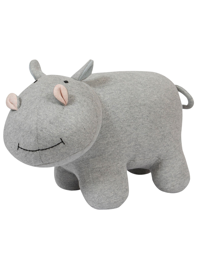 Knitted Soft Grey Melange Hippo Toy