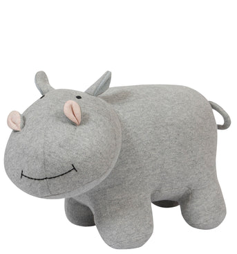 Knitted Soft Grey Melange Hippo Toy