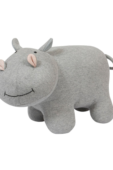 Knitted Soft Grey Melange Hippo Toy