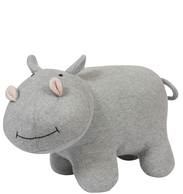 Knitted Soft Grey Melange Hippo Toy