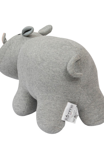 Knitted Soft Grey Melange Hippo Toy