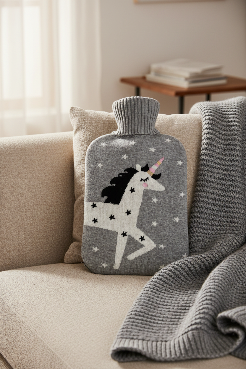 Pomme Grey Unicorn Water Bottle Cover Set