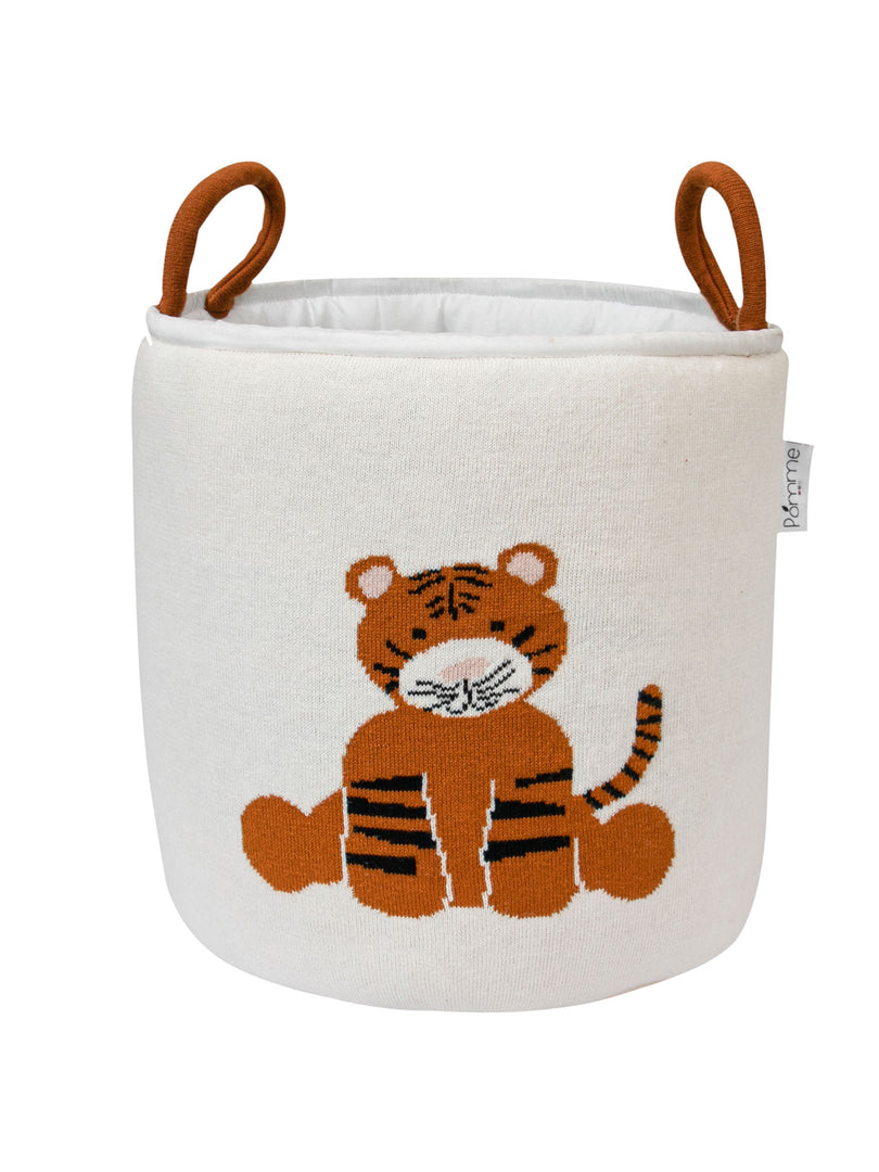 Knitted Storage Basket With Tiger pattern