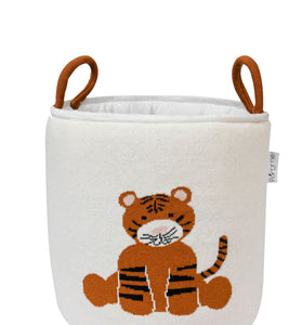 Knitted Storage Basket With Tiger pattern