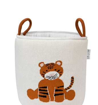 Knitted Storage Basket With Tiger pattern