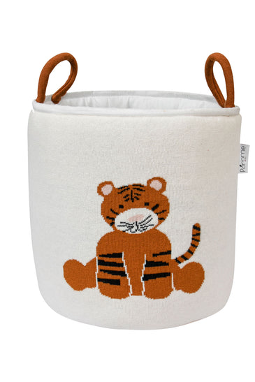 Knitted Storage Basket With Tiger pattern