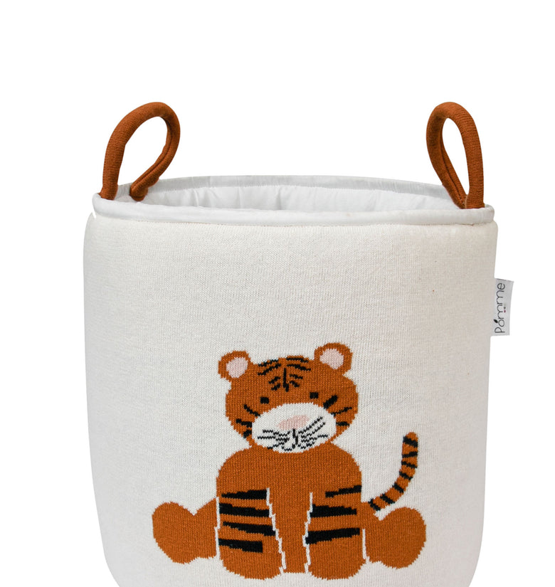 Knitted Storage Basket With Tiger pattern