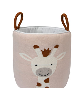 Knitted Storage Basket With Giraffe Pattern
