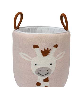 Knitted Storage Basket With Giraffe Pattern