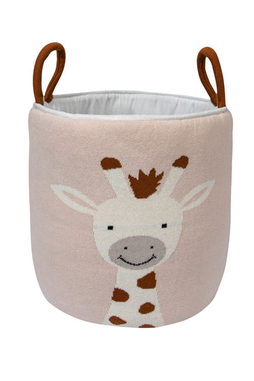 Knitted Storage Basket With Giraffe Pattern