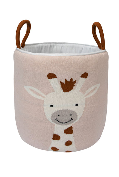Knitted Storage Basket With Giraffe Pattern