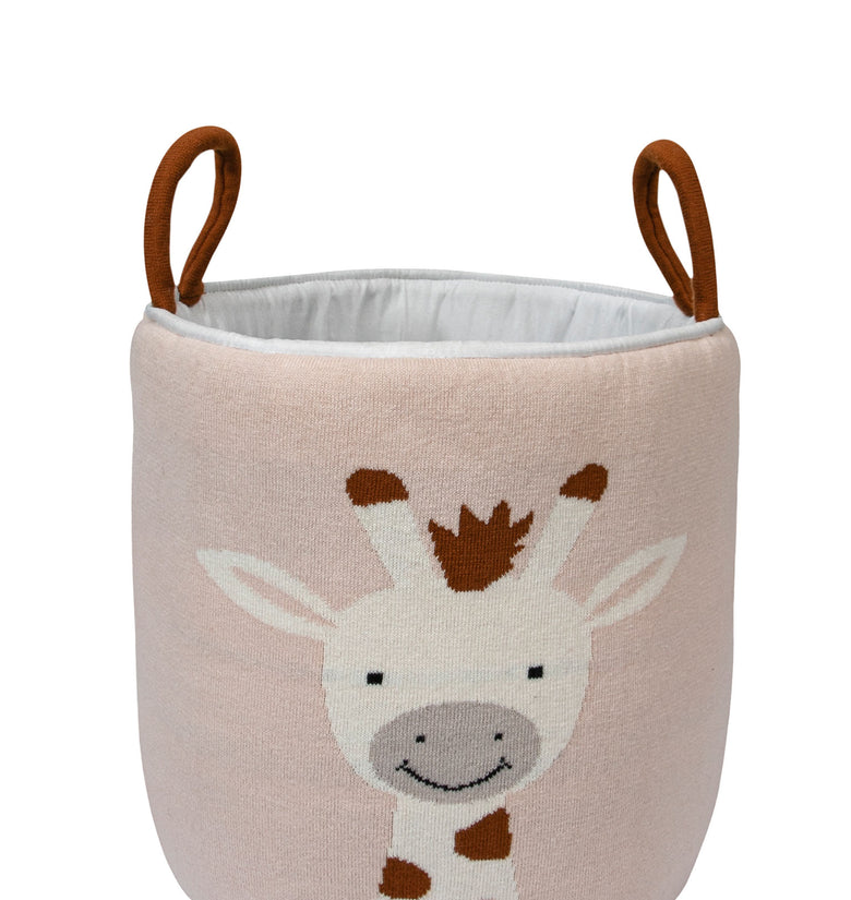 Knitted Storage Basket With Giraffe Pattern