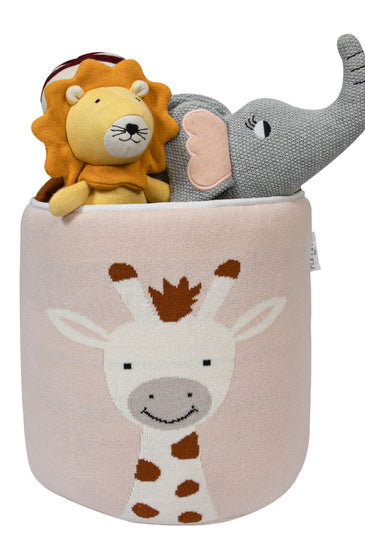 Knitted Storage Basket With Giraffe Pattern