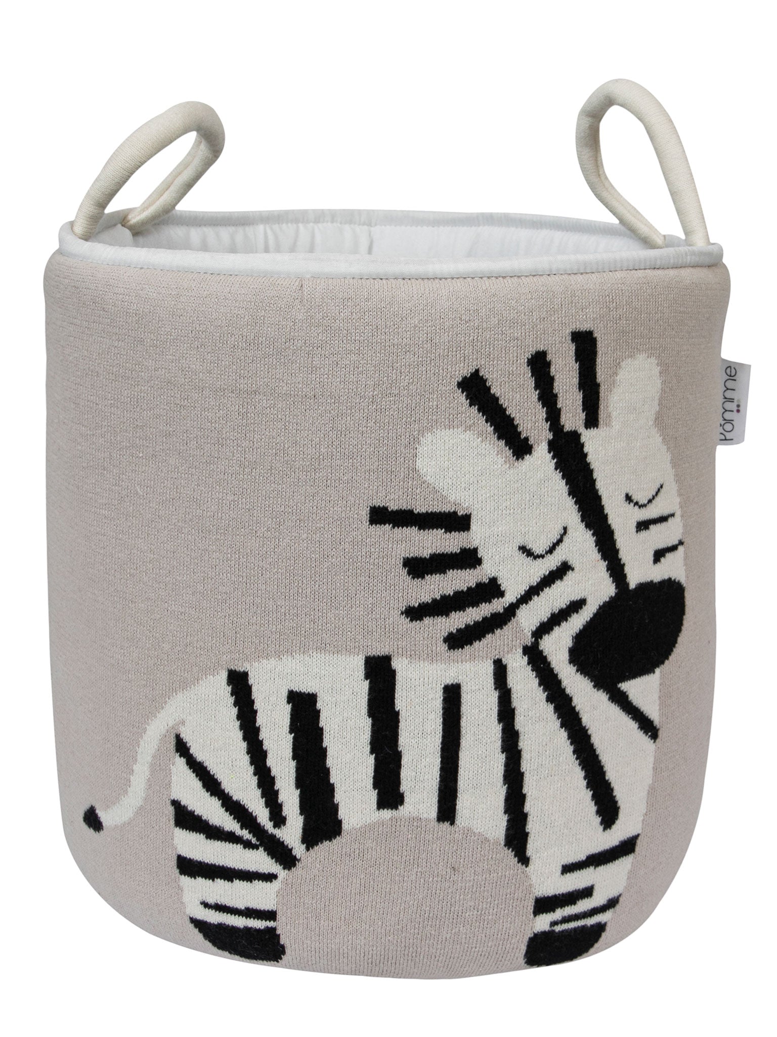 Knitted Storage Basket With Zebra Pattern
