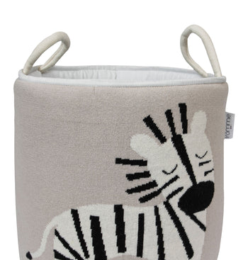Knitted Storage Basket With Zebra Pattern