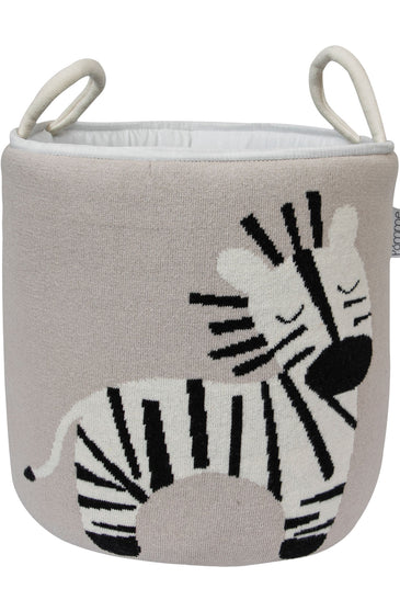 Knitted Storage Basket With Zebra Pattern