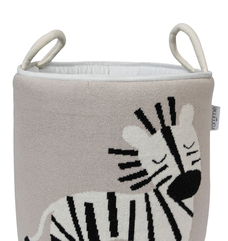 Knitted Storage Basket With Zebra Pattern