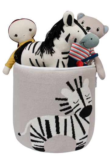 Knitted Storage Basket With Zebra Pattern
