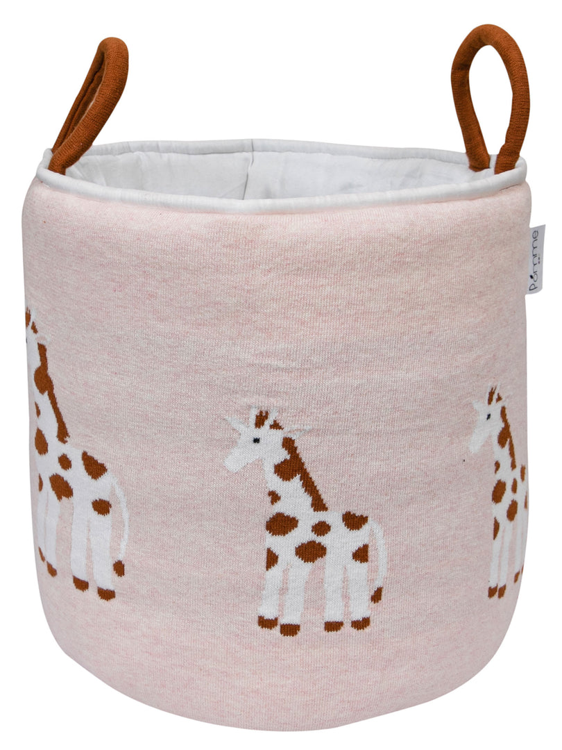 Knitted Storage Basket With Giraffe Pattern