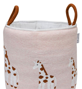 Knitted Storage Basket With Giraffe Pattern