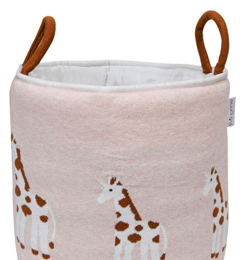 Knitted Storage Basket With Giraffe Pattern