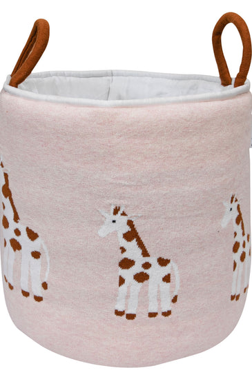 Knitted Storage Basket With Giraffe Pattern