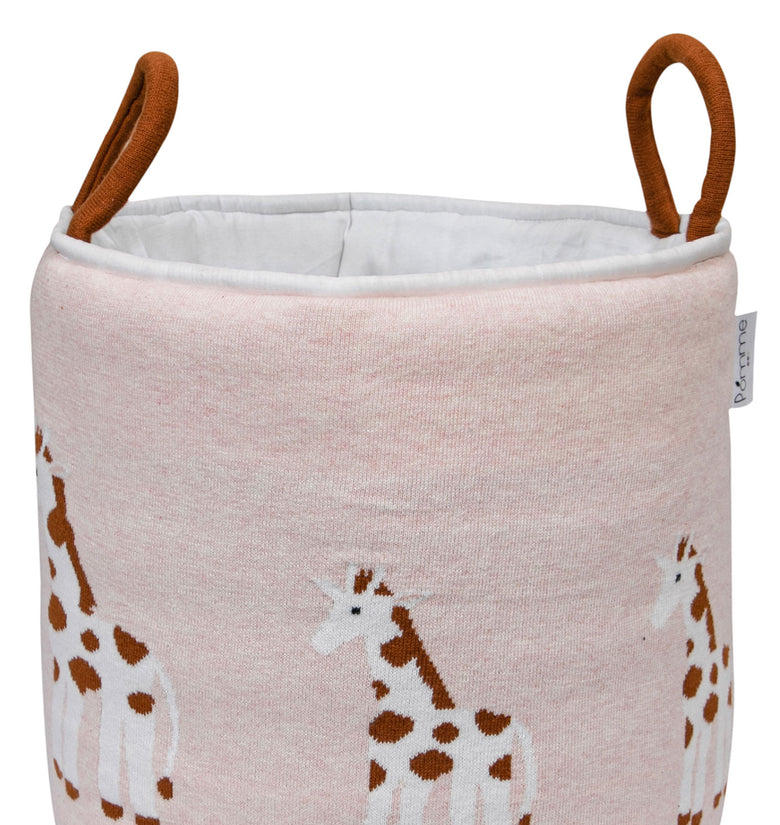 Knitted Storage Basket With Giraffe Pattern