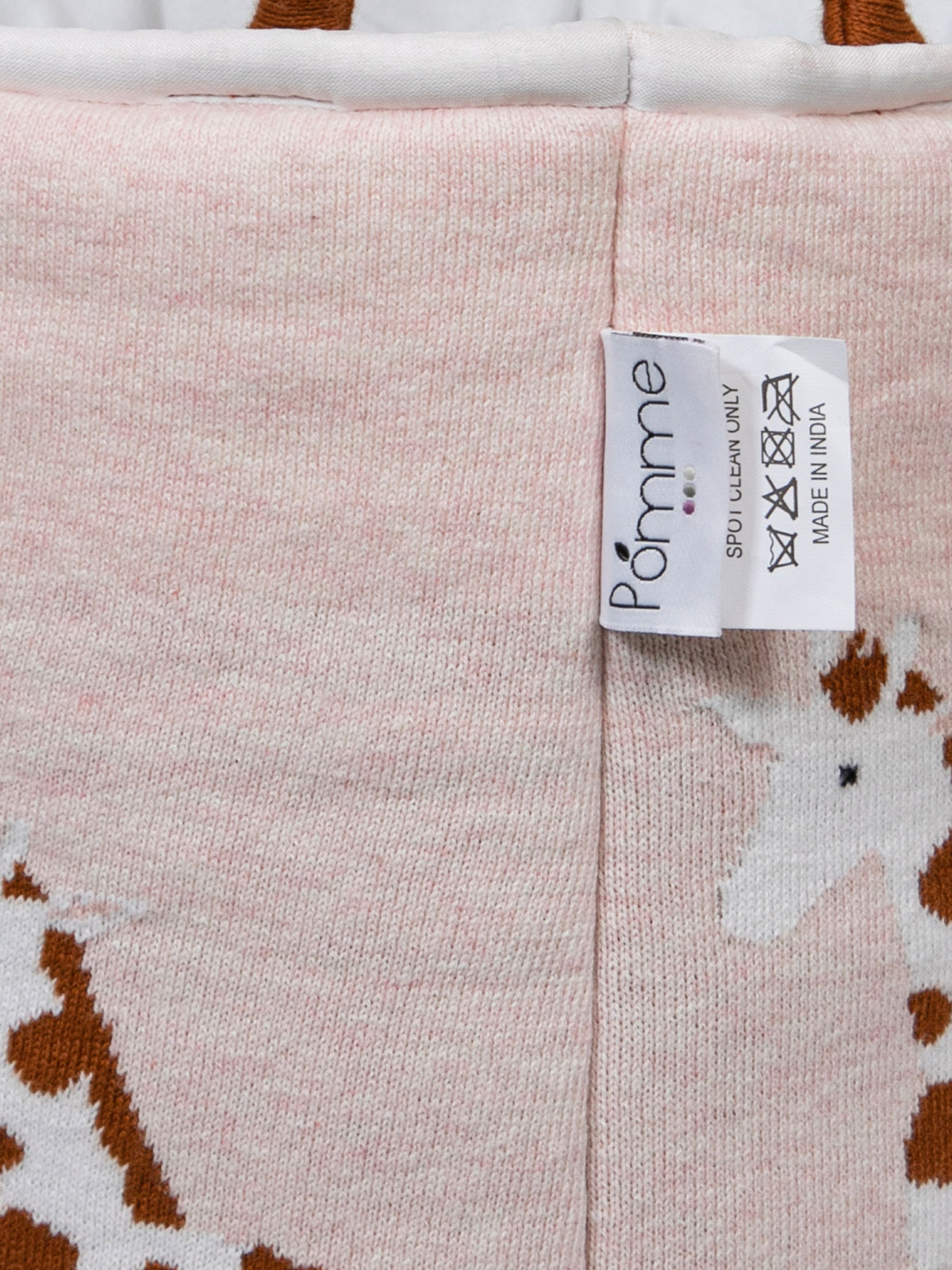 Pomme Cotton Knitted Baby Giraffe Storage Basket (Soft Pink)