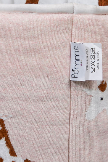 Knitted Storage Basket With Giraffe Pattern