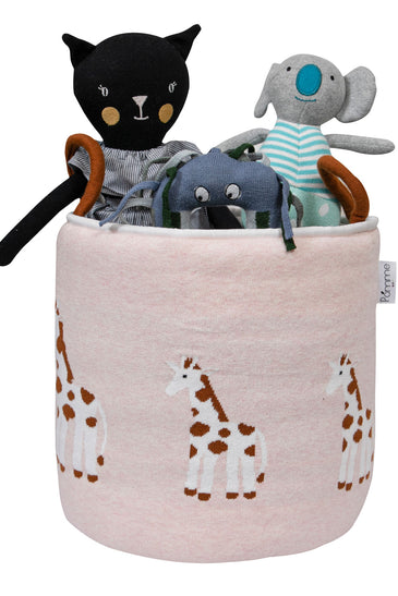 Knitted Storage Basket With Giraffe Pattern