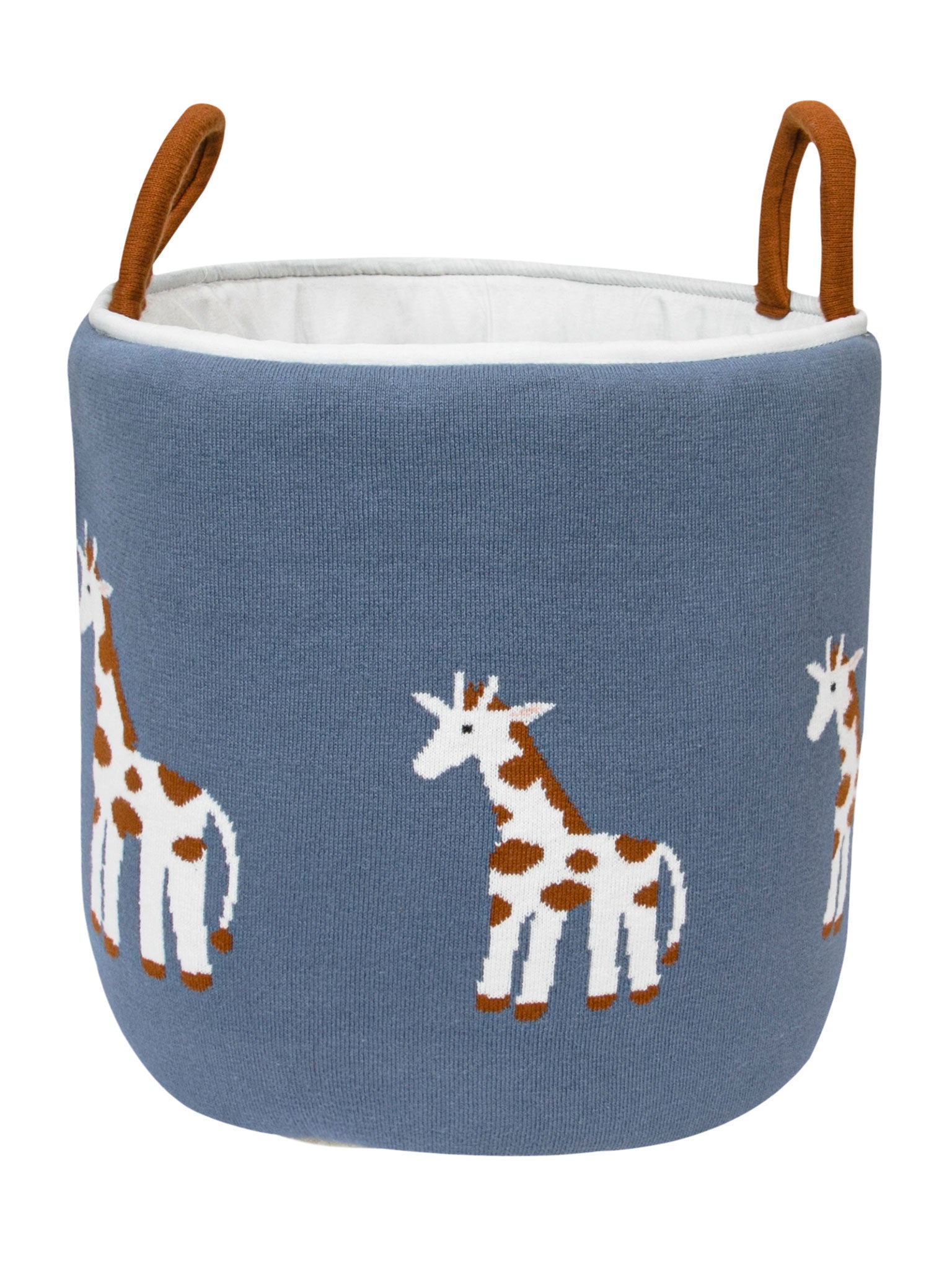 Knitted Storage Basket With Giraffe Pattern