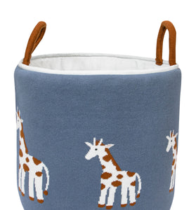 Knitted Storage Basket With Giraffe Pattern