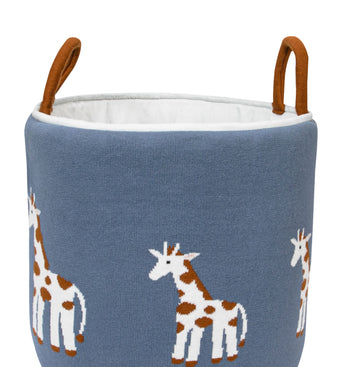 Knitted Storage Basket With Giraffe Pattern
