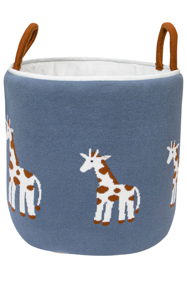 Knitted Storage Basket With Giraffe Pattern