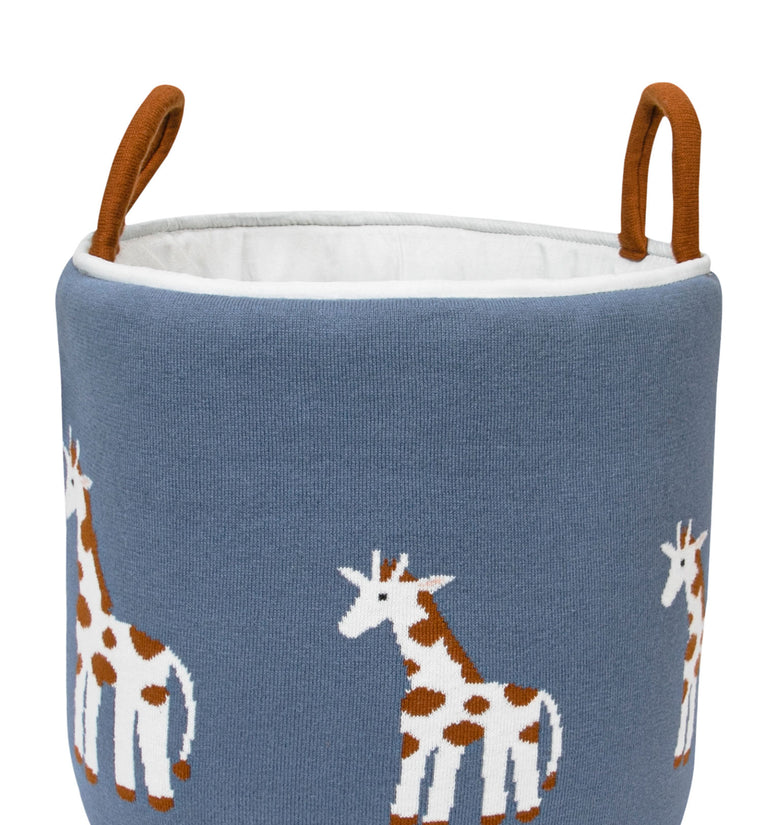 Knitted Storage Basket With Giraffe Pattern