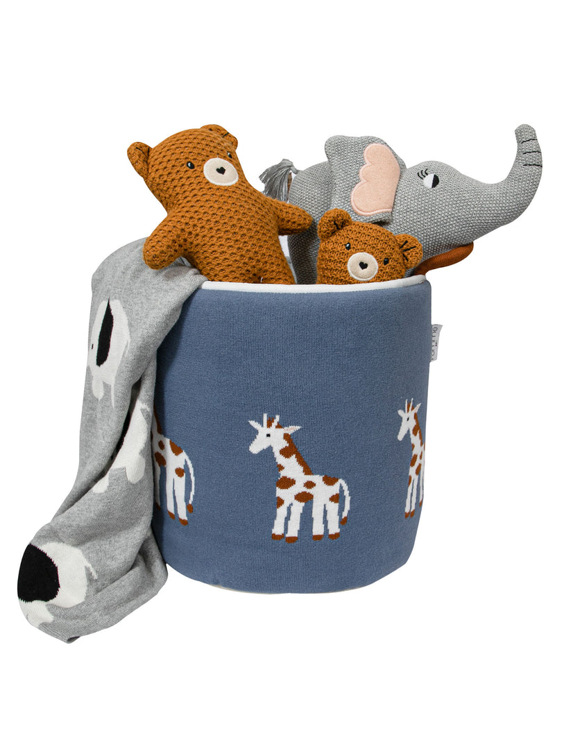 Knitted Storage Basket With Giraffe Pattern