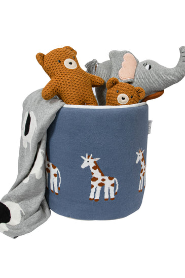 Knitted Storage Basket With Giraffe Pattern
