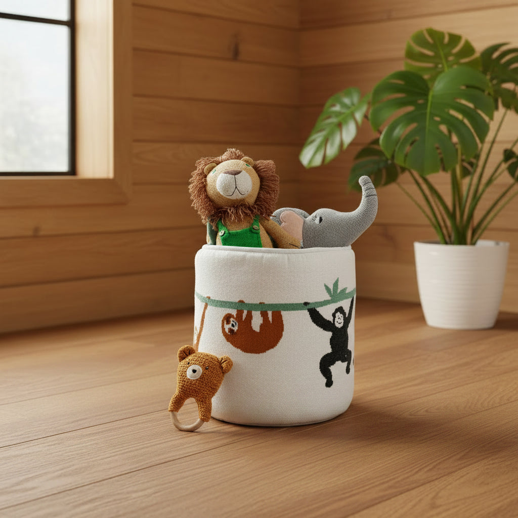 Pomme Cotton Knitted Jungle Safari Storage Basket