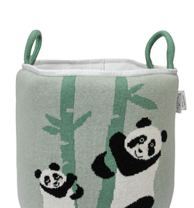 Knitted Storage Basket With Panda Pattern