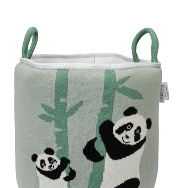 Knitted Storage Basket With Panda Pattern